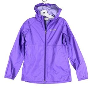 Columbia Windbreaker Youth Girls Large 14/16 Purple Softshell Hooded Pockets‎